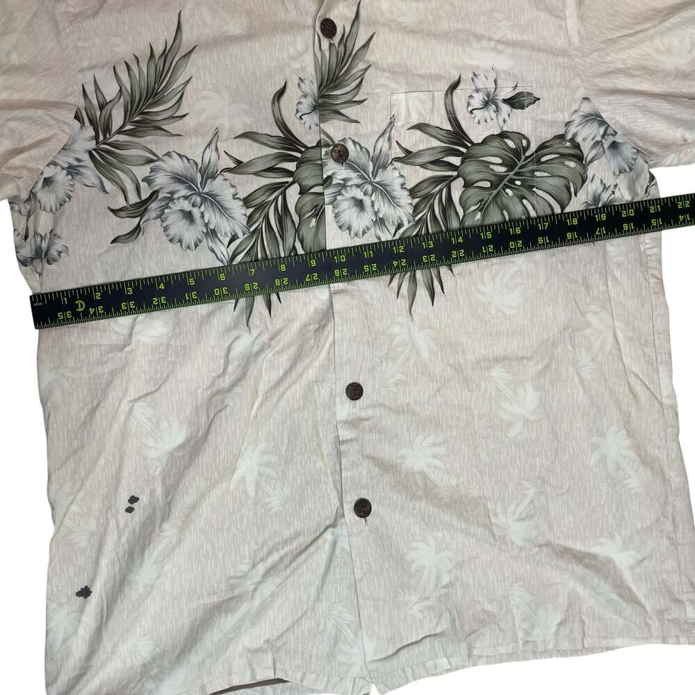 Hawaiian Islands Floral Hawaiian Shirt Beige Button Up Large - Picture 3 of 7